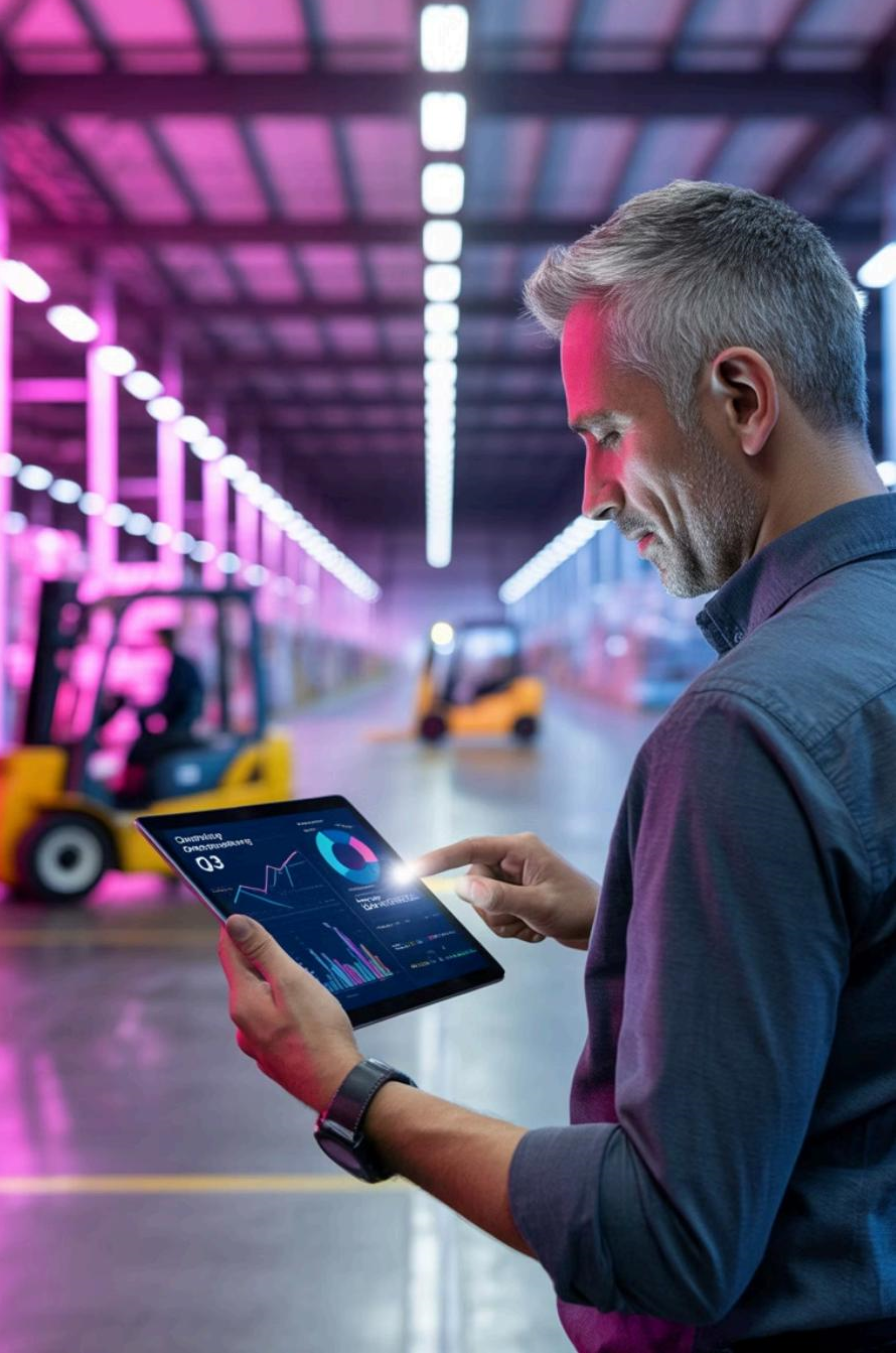 Gestão inteligente de empilhadeiras e baterias